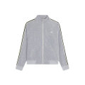 Veste zippée tracksuit coton velours gris bande beige broderie Triomphe