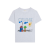 T-shirt col rond coton gris imprimé dessin enfant multicolore