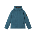 Veste rembourrée déperlante à capuche micro twill vert canard