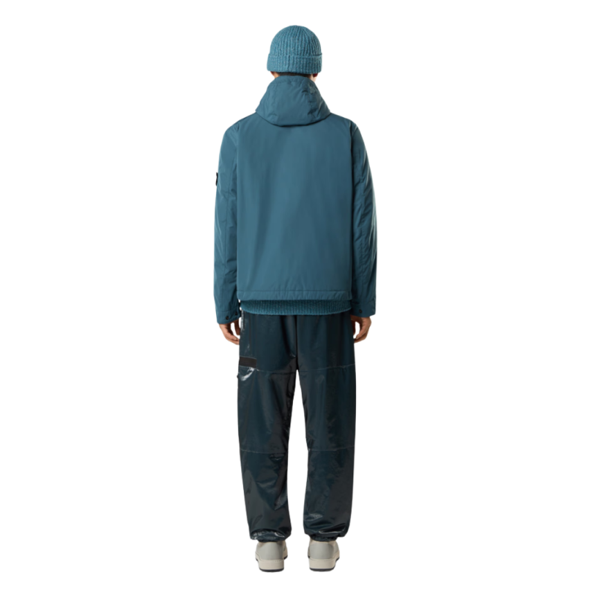 Veste rembourrée déperlante STONE ISLAND à capuche micro twill vert canard