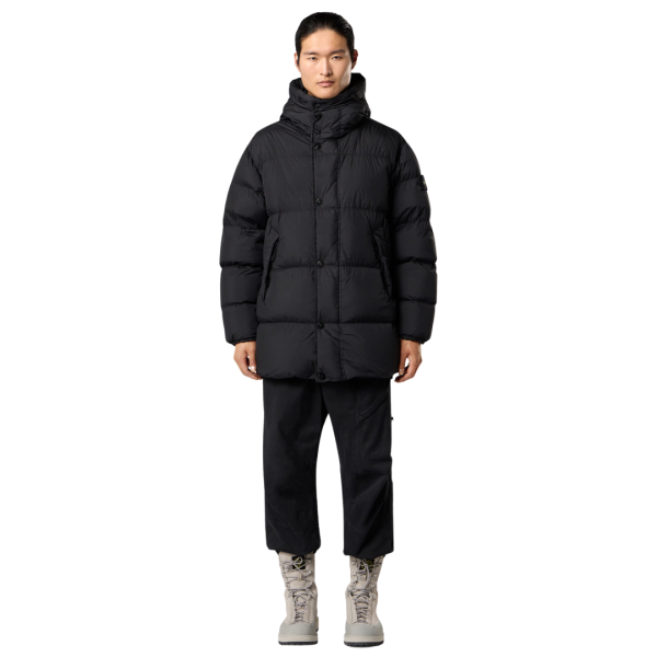 Parka doudoune à capuche STONE ISLAND nylon Crinckle noir