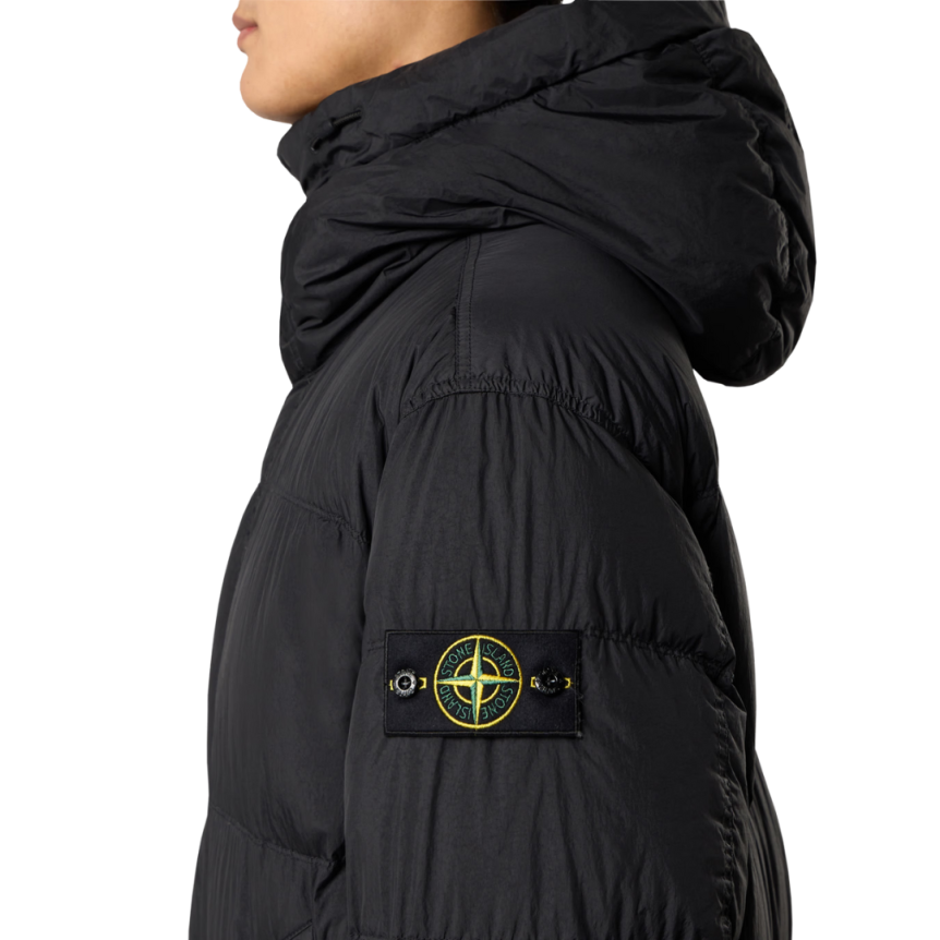 Parka doudoune à capuche STONE ISLAND nylon Crinckle noir