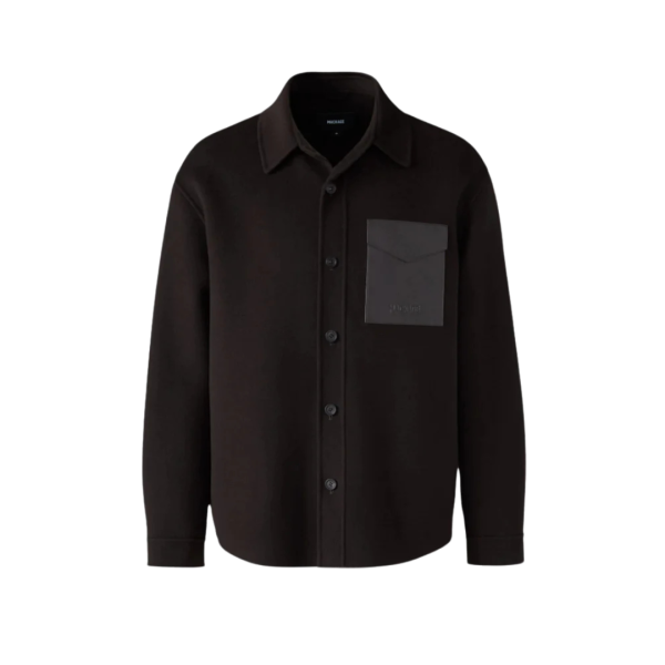 Veste chemise MACKAGE Emmanuel lainage double face flanelle marron chocolat