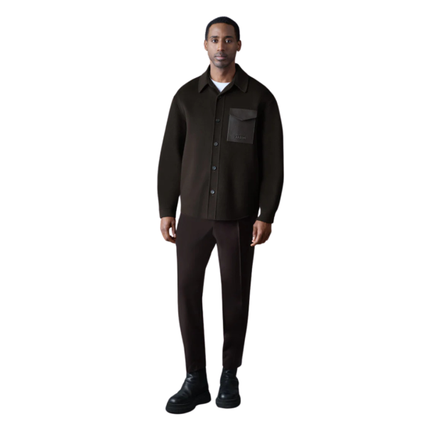 Veste chemise MACKAGE Emmanuel lainage double face flanelle marron chocolat