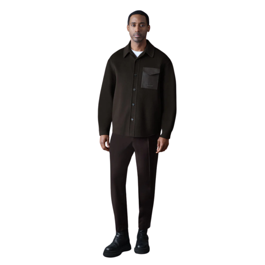 Veste chemise MACKAGE Emmanuel lainage double face flanelle marron chocolat