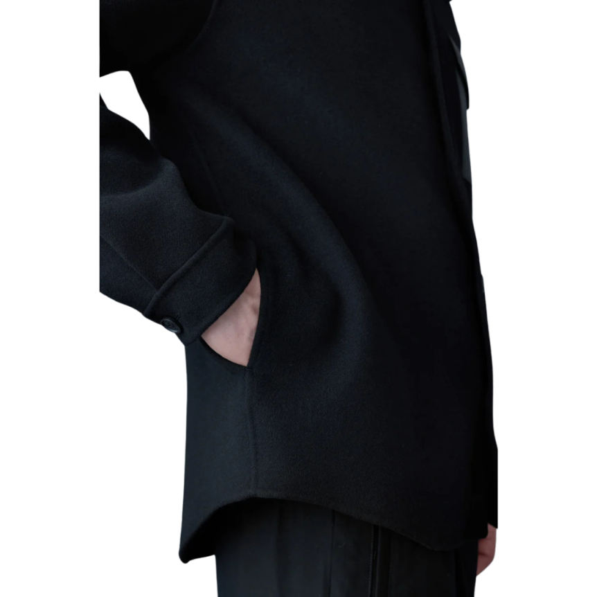 Veste chemise MACKAGE Emmanuel lainage double face flanelle noir