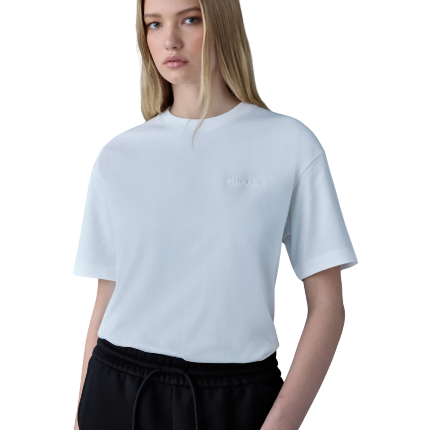 T-shirt col rond MACKAGE Tee-R coton bio blanc logo gomme