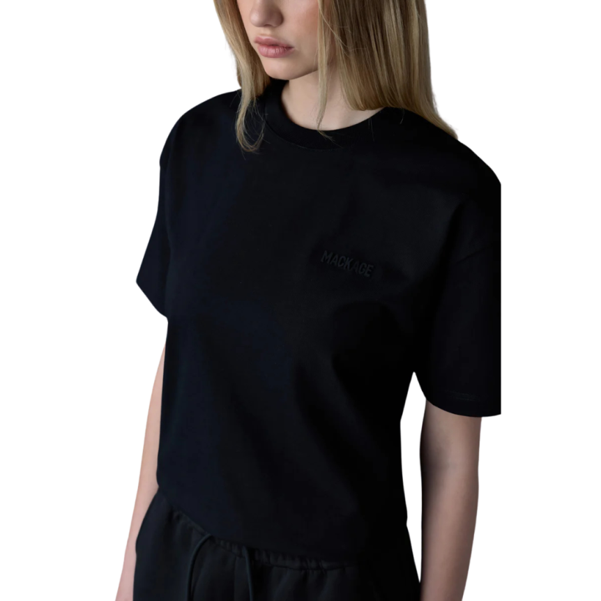 T-shirt col rond MACKAGE Tee-R coton bio noir logo gomme