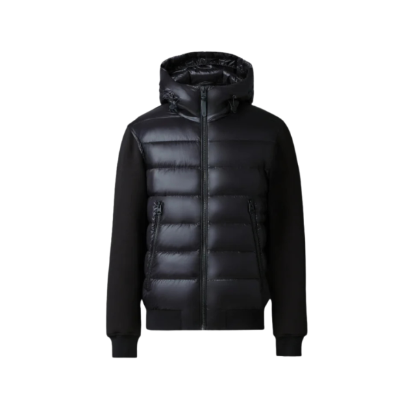 Cardigan blouson à capuche MACKAGE bi matière Franck-R coton nylon matelassé noir