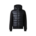 Cardigan blouson à capuche bi matière Franck-R coton nylon matelassé noir