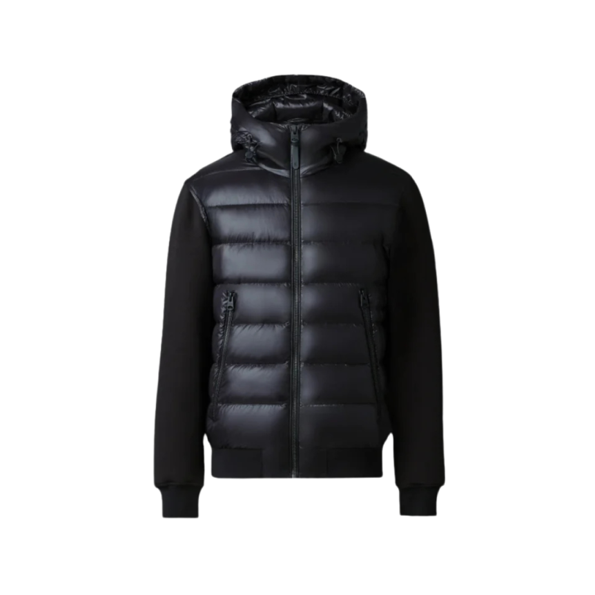 Cardigan blouson à capuche MACKAGE bi matière Franck-R coton nylon matelassé noir