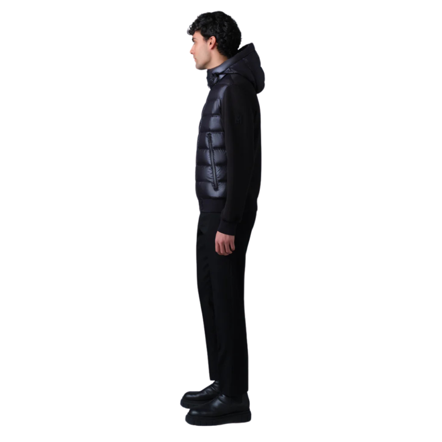 Cardigan blouson à capuche MACKAGE bi matière Franck-R coton nylon matelassé noir