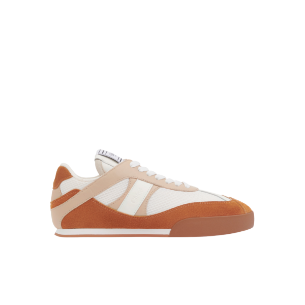 Basket basse CHLOE Kick resille cuir velours beige brun rouille