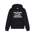 sweat à capuche ample coton polaire noir imprimé Celine Paris Triomphe gris