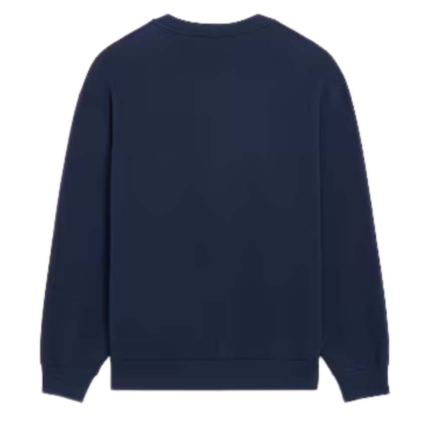 Sweat-shirt CELINE col rond molleton coton bleu marine broderie Triomphe rouge