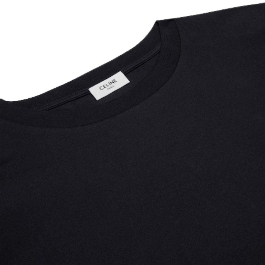 T-shirt loose CELINE jersey coton noir broderie logo Triomphe blanc