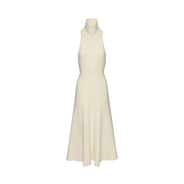 Robe midi MAGDA BUTRYM encolure américaine dos nu laine soie cachemire écru