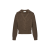 Pull col V polo cachemire torsades marron