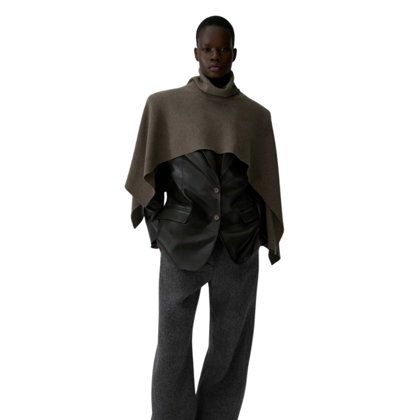 Pull Cape col roulé MAGDA BUTRYM laine marron