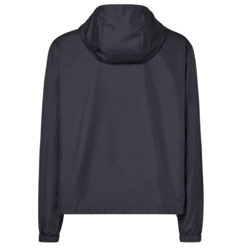 FENDI Blouson à capuche réversible nylon bleu marine FF métal