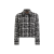 Veste courte croisée laine mélangée tweed carreaux noir blanc