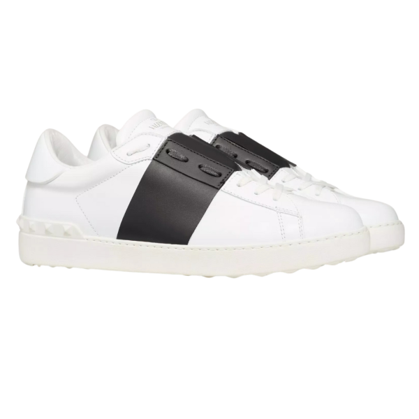 Basket Sneaker VALENTINO GARAVANI Open cuir veau blanc bande noire