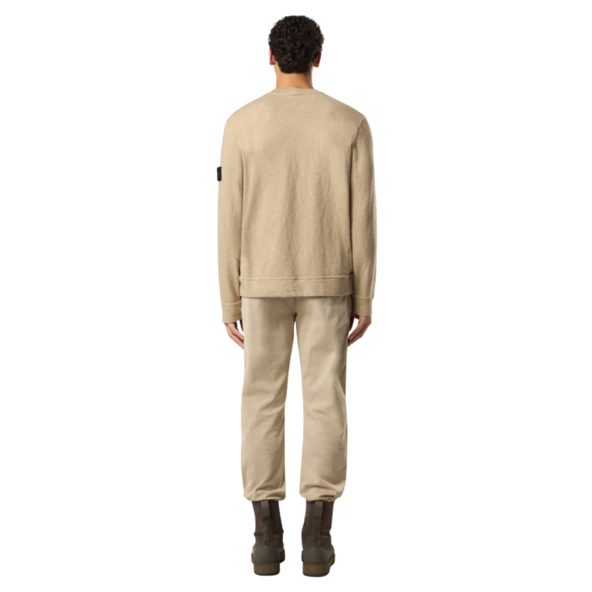 Sweat-shirt ras-du-cou STONE ISLAND jersey épais coton gratté vanisé beige