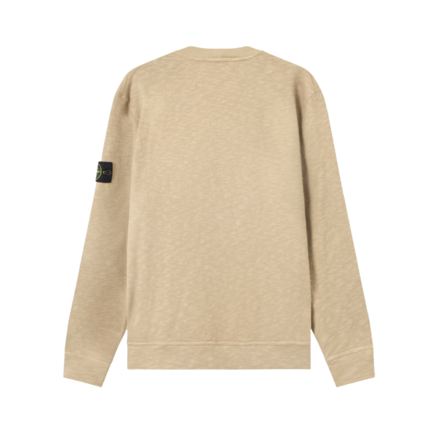 Sweat-shirt ras-du-cou STONE ISLAND jersey épais coton gratté vanisé beige