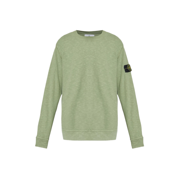 Sweat-shirt ras-du-cou STONE ISLAND jersey épais coton gratté vanisé vert sauge