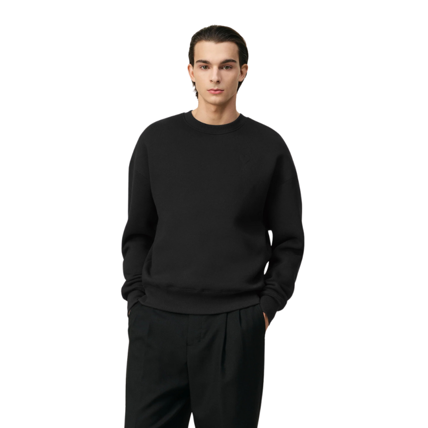 Sweatshirt Ami de Coeur molleton gratté coton polyester noir logo embossé