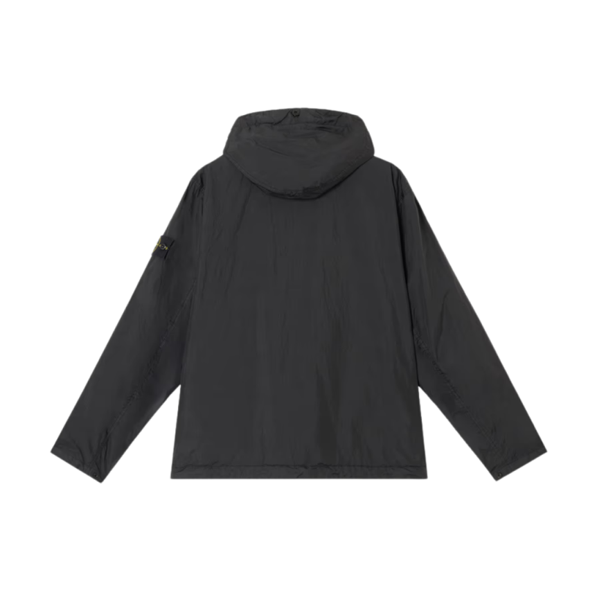 Blouson léger à capuche STONE ISLAND Crinkle Rep noir poche poitrine