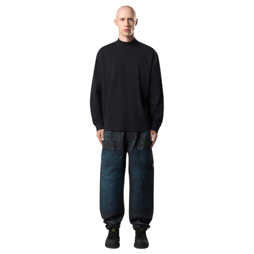 T-shirt oversize STONE ISLAND manche longue col chemise fluide broderie dos