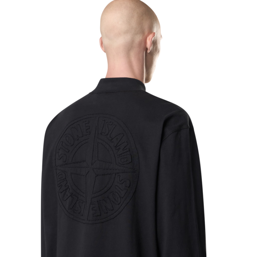 T-shirt oversize STONE ISLAND manche longue col chemise fluide broderie dos