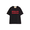 T-shirt col rond coton bleu imprimé Apollon Dyonisos rouge