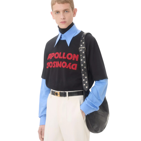 T-shirt col rond VALENTINO coton bleu imprimé Apollon Dyonisos rouge