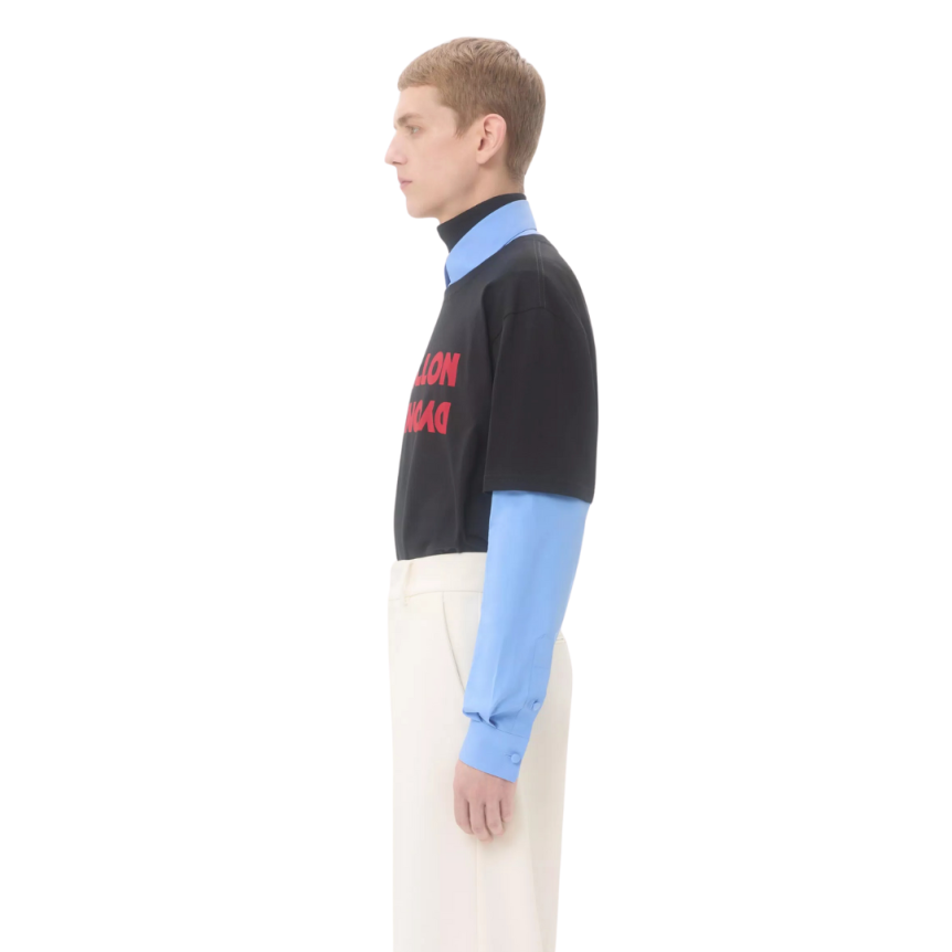 T-shirt col rond VALENTINO coton bleu imprimé Apollon Dyonisos rouge