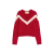 Pull col V laine rouge V écru nœud Vlogo dos