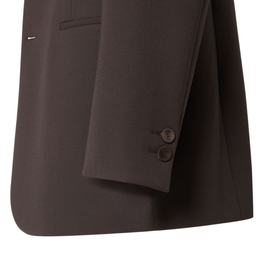 Veste Blazer FENDI boutonnage simple crêpe laine marron col revers soie