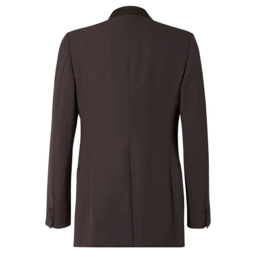 Veste Blazer FENDI boutonnage simple crêpe laine marron col revers soie