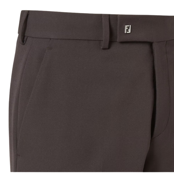 Pantalon cigarette FENDI laine marron logo micro FF métal