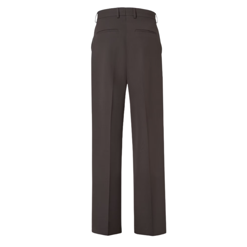Pantalon cigarette FENDI laine marron logo micro FF métal