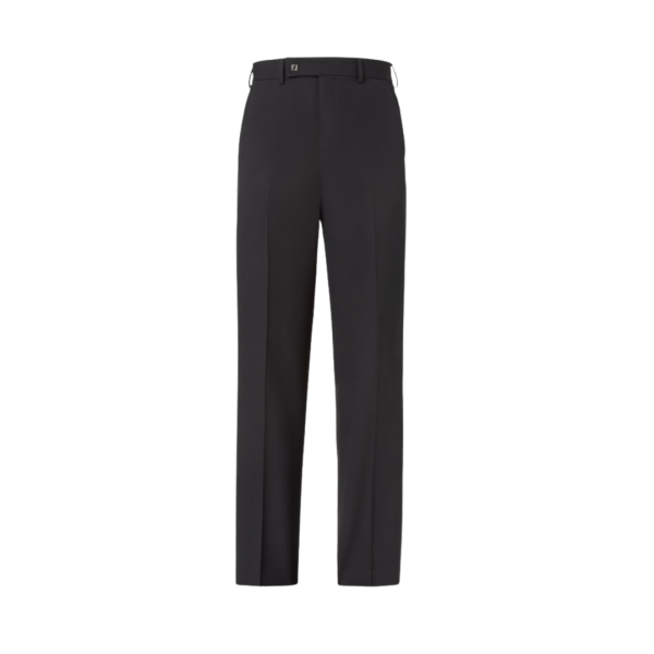 Pantalon cigarette FENDI laine noir logo micro FF métal