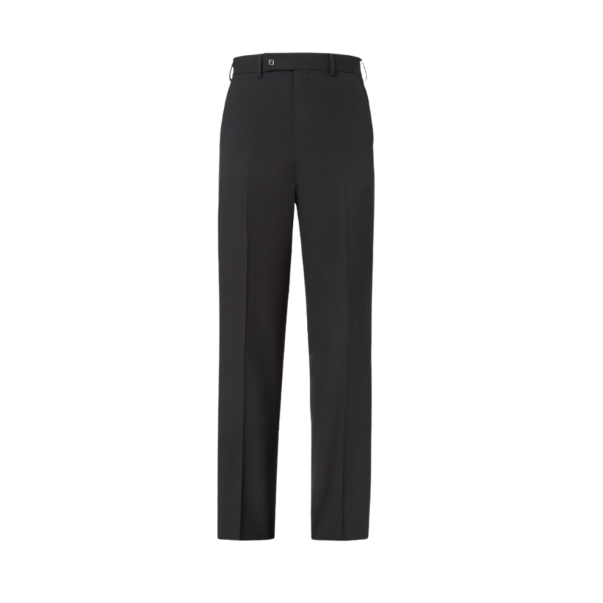 Pantalon cigarette FENDI laine noir logo micro FF métal