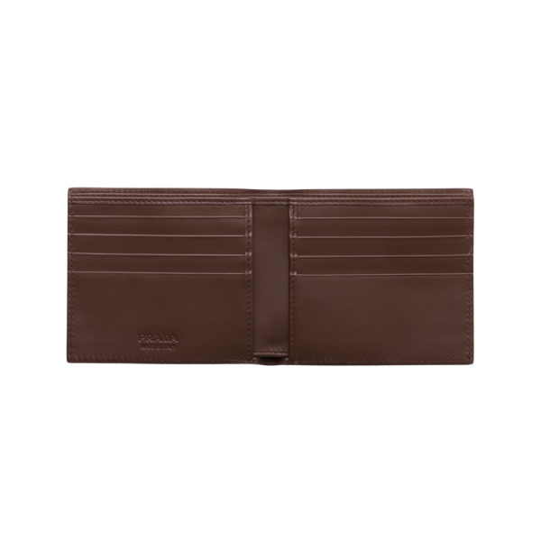 Porte-cartes FENDI cuir autruche marron logo métal