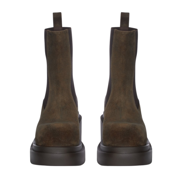 Boots RICK OWENS Beatle Bogun daim marron indigo semelle crantées