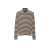 Pull col montant laine extra fine écru rayures marron
