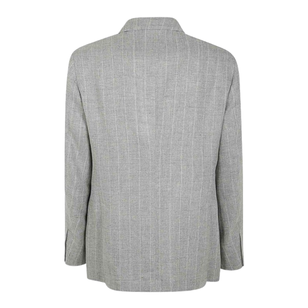 Costume BRUNELLO CUCINELLI lin laine soie gris clair rayures tennis
