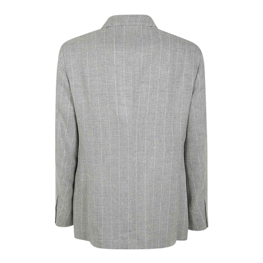 Costume BRUNELLO CUCINELLI lin laine soie gris clair rayures tennis