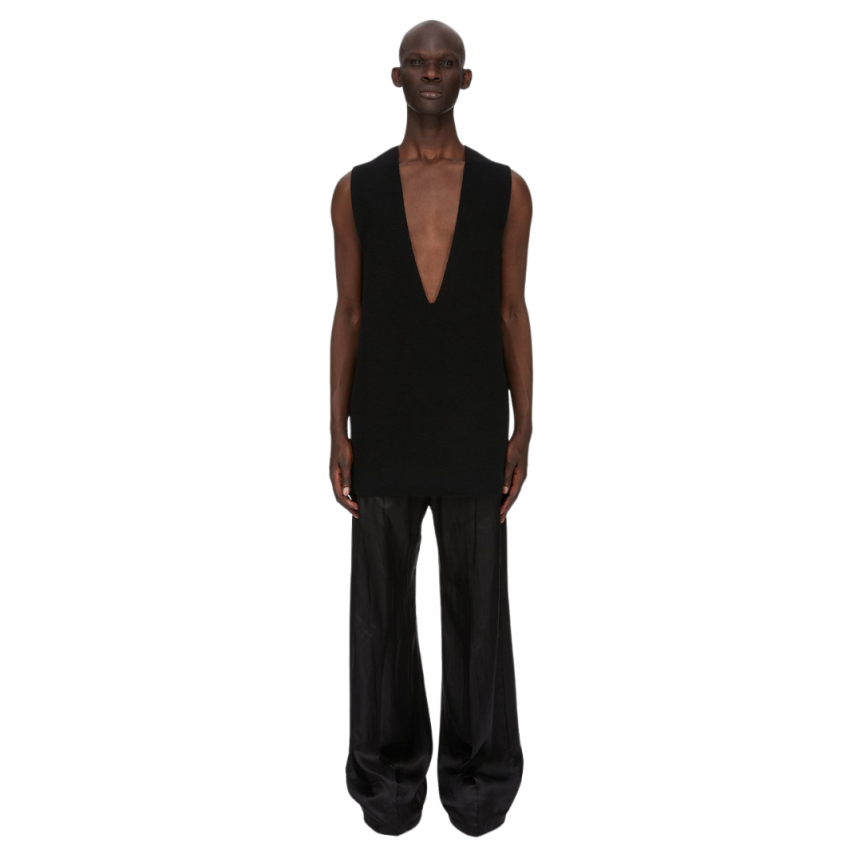 Débardeur RICK OWENS col V cachemire recyclé noir côtes FW25 Concordians