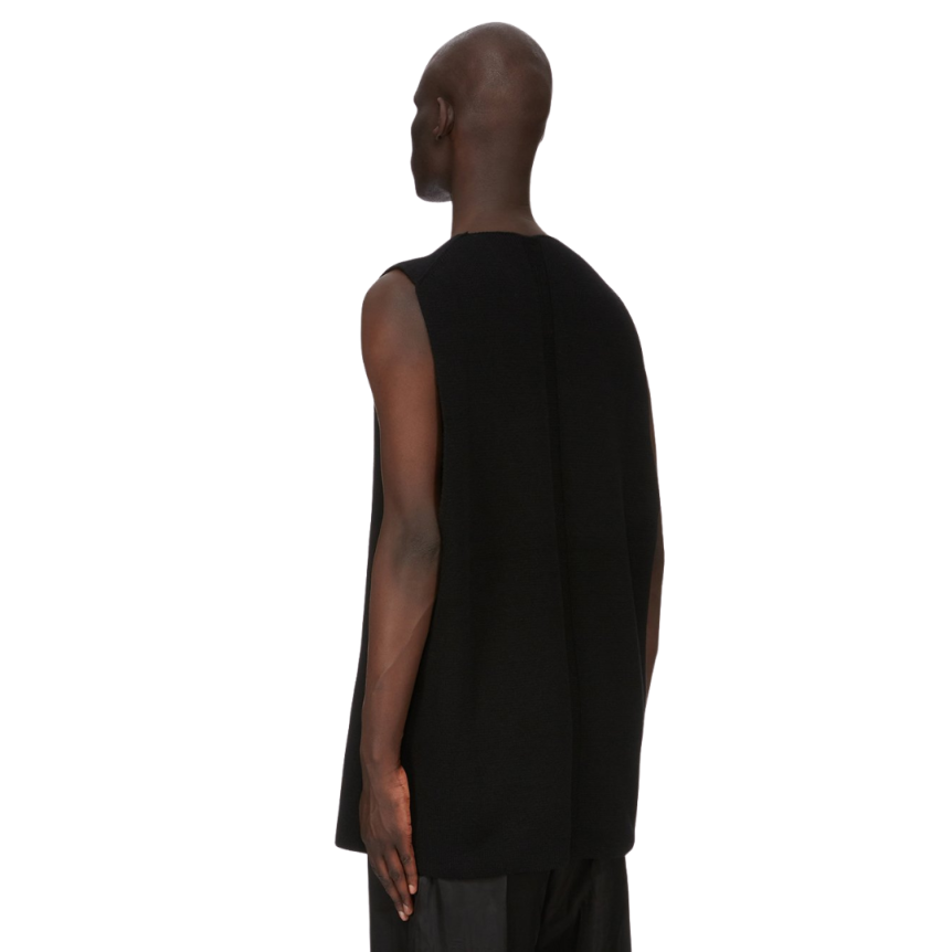 Débardeur RICK OWENS col V cachemire recyclé noir côtes FW25 Concordians